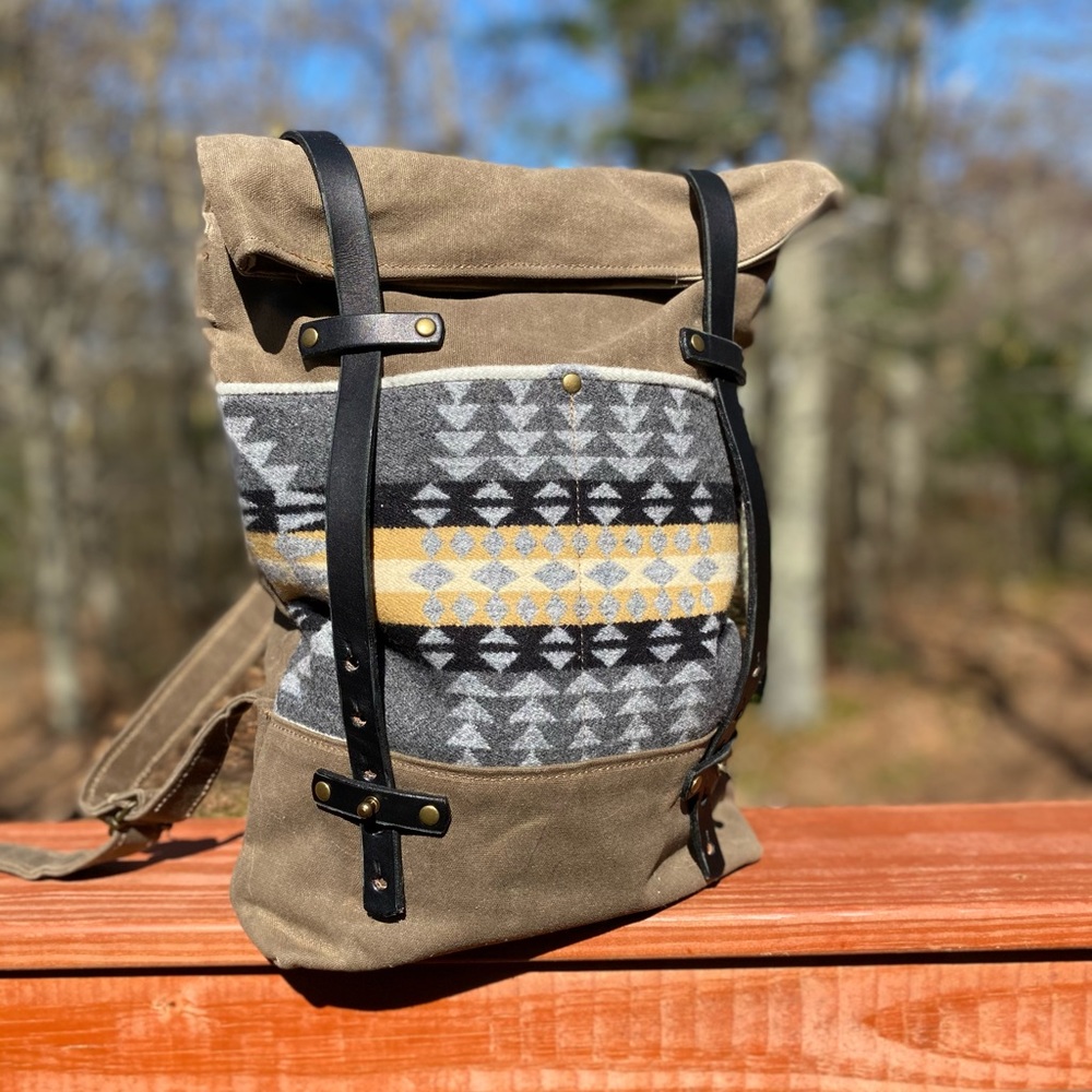 Waxed canvas Pendleton Roll top Backpack